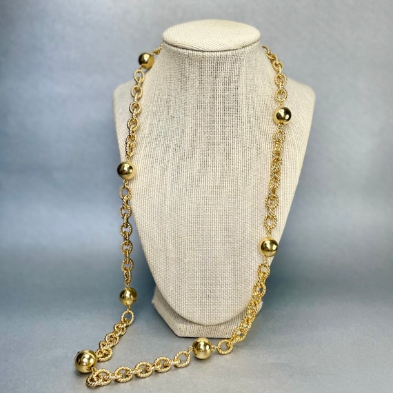 Vintage Anne Klein Round Beads Chain Necklace, Go… - image 5