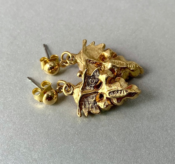 Vintage Avon Earrings Seed bead Signed Jewelry Gold Tone Signed Pearl Rose Dangle Vine Earrings Mom Gift.