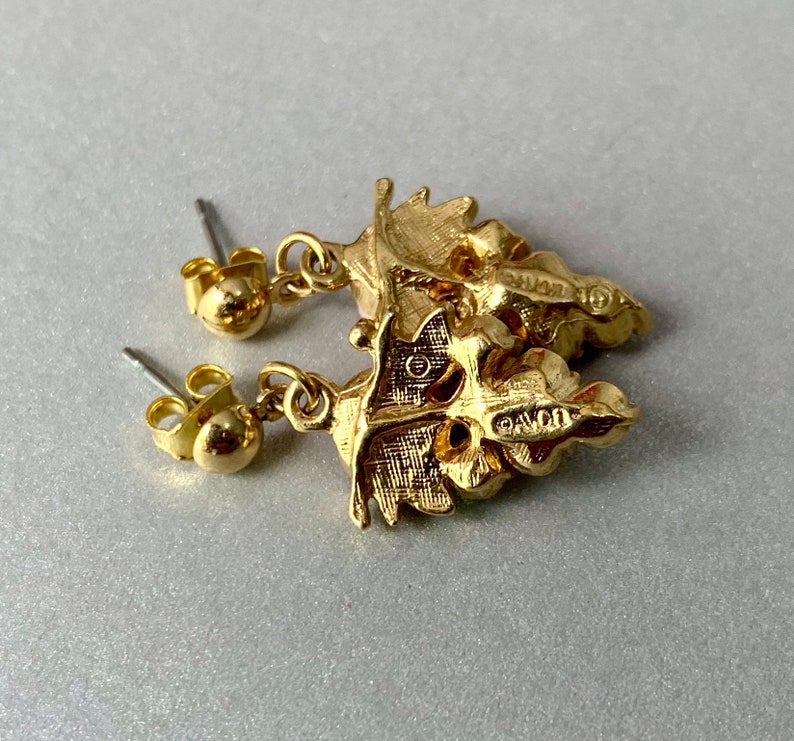 Vintage Avon Earrings Seed bead Signed Jewelry Gold Tone Signed Pearl Rose Dangle Vine Earrings Mom Gift.