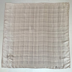 Vintage Anne Klein Silk Scarf: Taupe Geometric Print, Designer Bandana (26&quot; x 26&quot;)