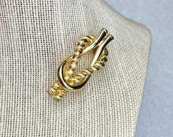 Vintage Mimi Di N Gold Tone Cable Knot Brooch, Signed Costume Jewelry