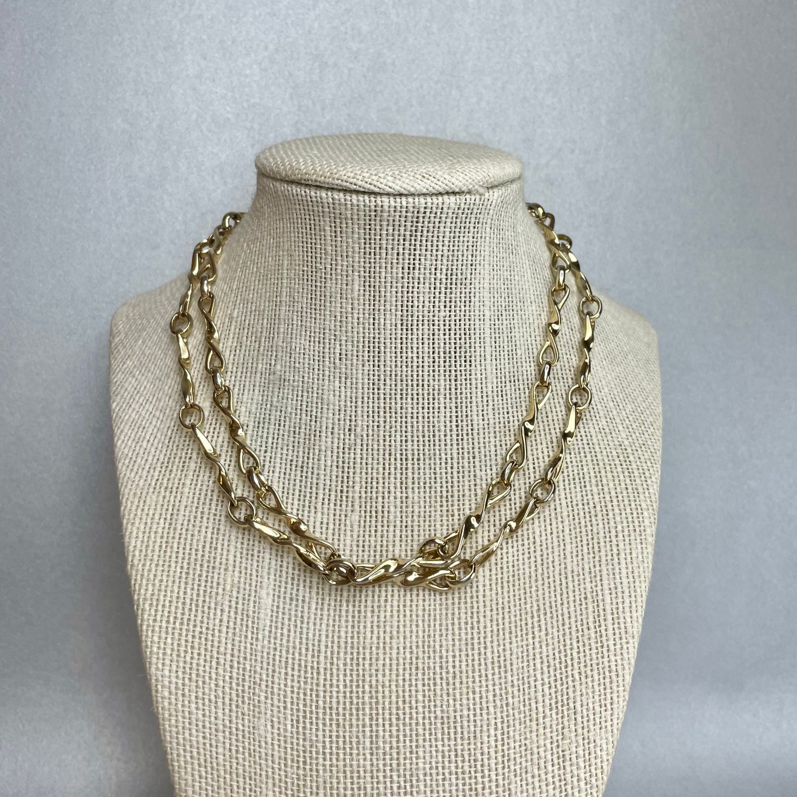Vintage Christian Dior Chain Necklace Gold Tone Long Twisted Etsy