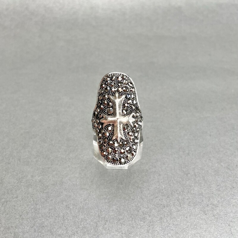 Vintage 1960s Goth Biker Maltese Cross Ring - Genuine Copper With Aged Patina - Adjustable