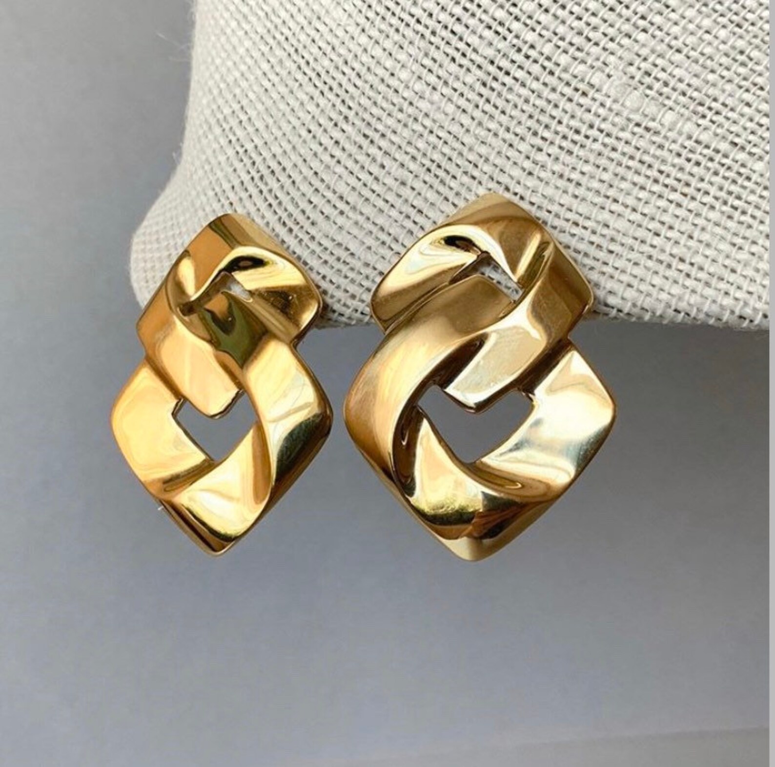 Vintage Trifari TM Wide Earrings Gold Tone Long Geometric - Etsy Singapore