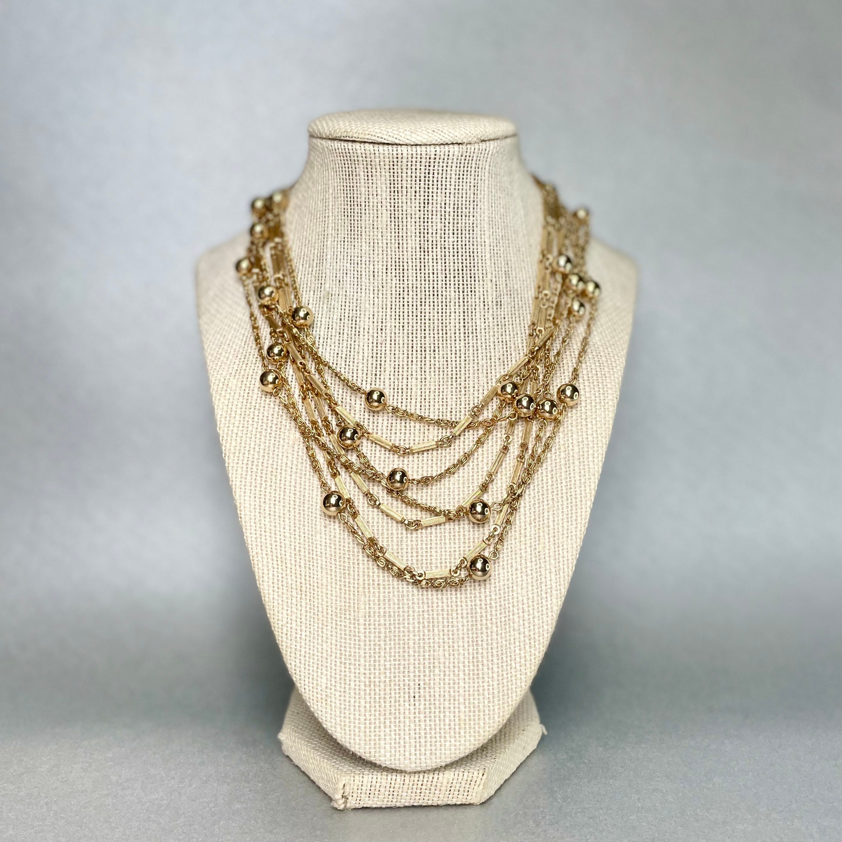 Vintage Kramer of New York Choker, Gold Tone Multi Chain Box
