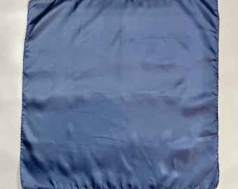 Vintage Ashiar All Silk Scarf: Deep Blue Designer Kerchief, Made in Italy (18x18)