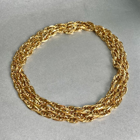 Vintage Monet Extra Long Chain Necklace, Gold Ton… - image 3