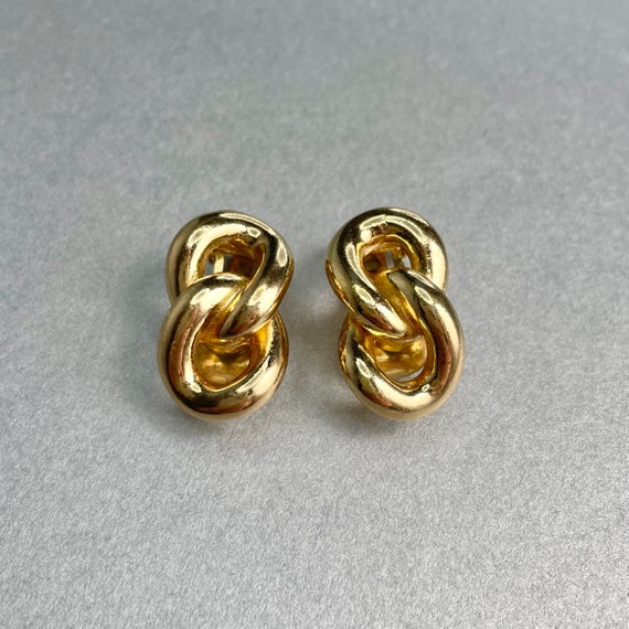 Vintage Christian Dior Twisted Chain Earrings, Go… - image 2