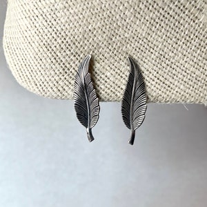 Vintage Kim Feather Earrings: Silver Tone Costume Jewelry