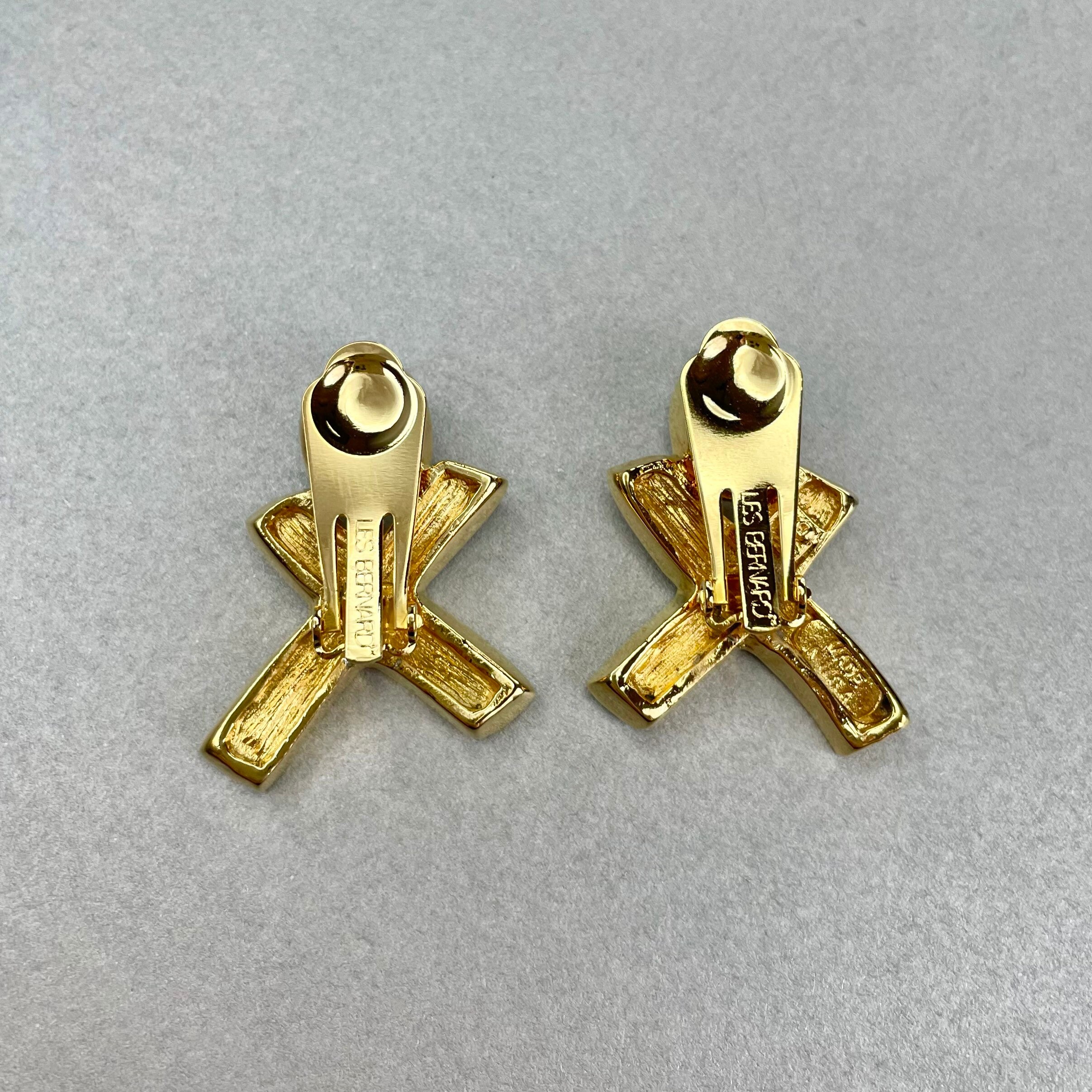 Rare Vintage French Les Bernard Inc Crystal Rhinestone Hair Clip Vintage Les Bernard Rhinestone Clip on Earrings: Gold Silver  main image 2