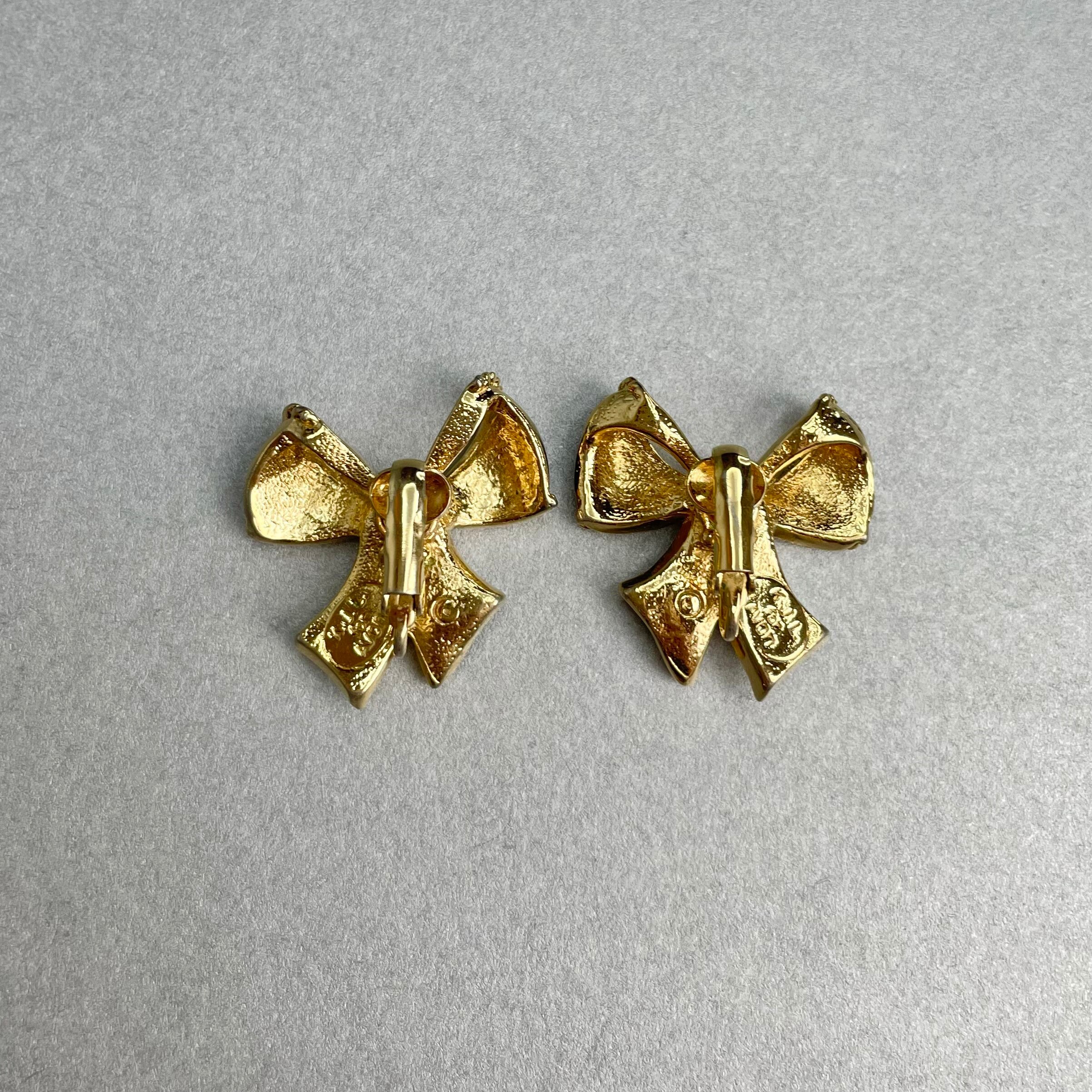 Vintage Kenneth J. Lane for Avon Black Bow Earrings Gold Tone - Etsy