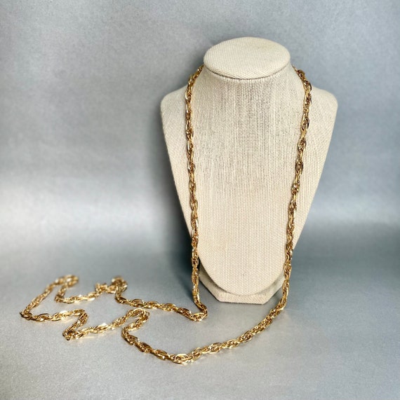 Vintage Monet Extra Long Chain Necklace, Gold Ton… - image 2