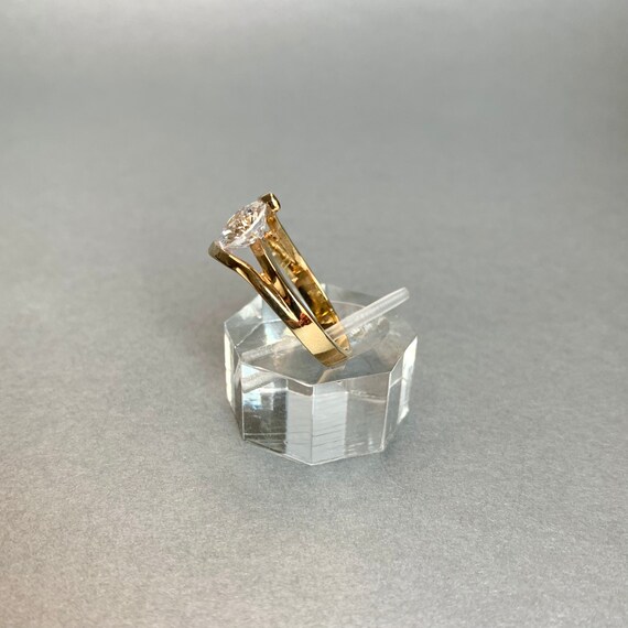 Vintage Clear Crystal Ring, Gold Tone Chunky Roun… - image 3