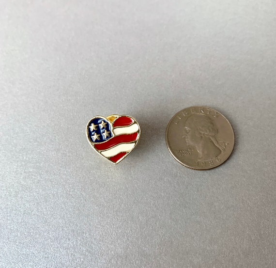 Vintage Avon Heart American Flag Pin, Gold Tone S… - image 7