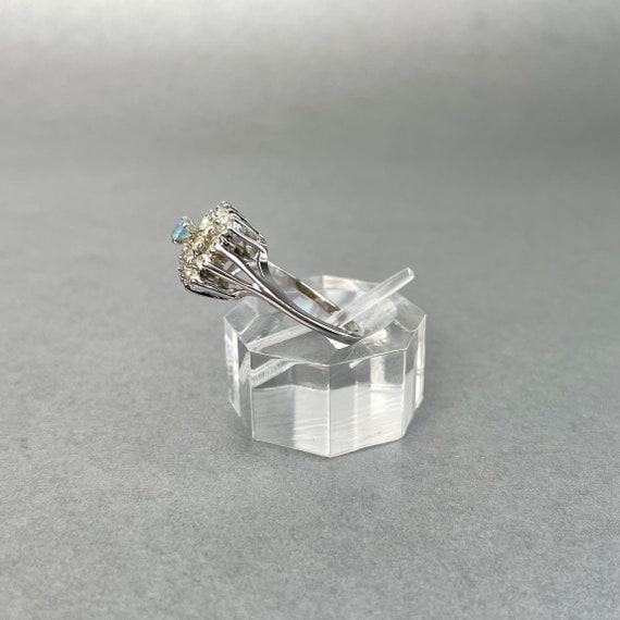 Vintage Light Blue Crystal Ring, Silver Tone Roun… - image 4