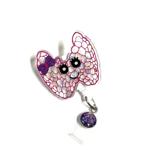 Thyroid Badge Reel: Retractable Swivel Alligator Clip, 2”,  Nurse RN Endocrinology