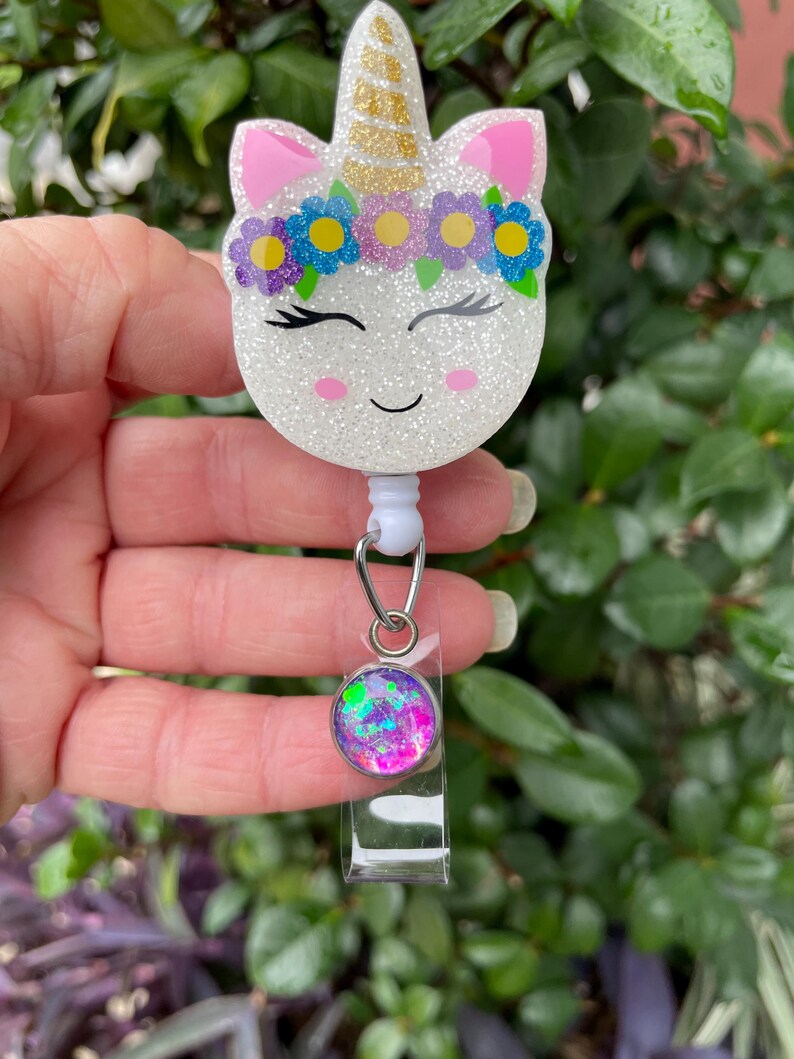 Unicorn Badge Reel: Retractable Swivel Alligator Clip image 6