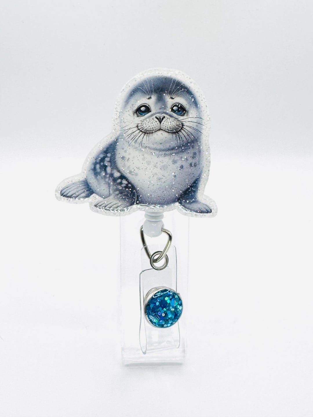 Baby Seal Badge Reel, 2”, Retractable Swivel Alligator Clip, Nurse, RN ...