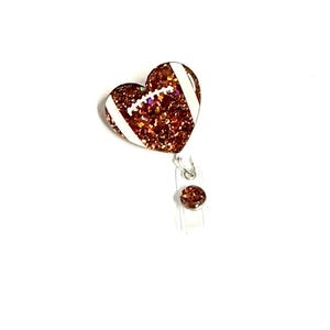 Brown and White Football Heart Badge Reel