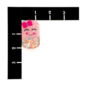 Happy Pill Badge Reel: 2”, Pink with Pink Bow, Retractable Swivel Alligator Clip, Nurse, Pharmacy image 2