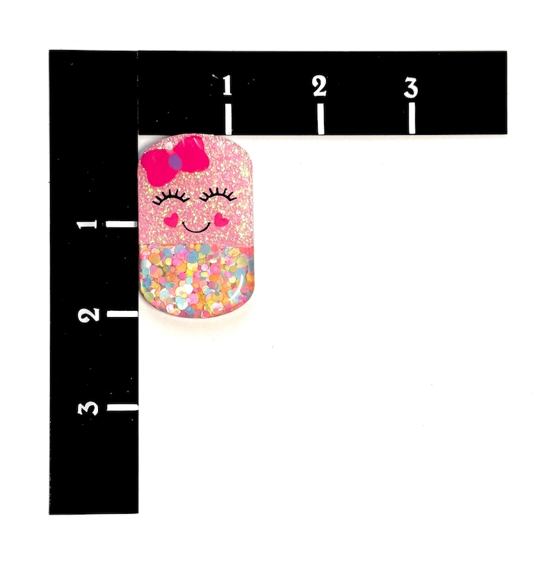 Happy Pill Badge Reel: 2”, Pink with Pink Bow, Retractable Swivel Alligator Clip, Nurse, Pharmacy image 2