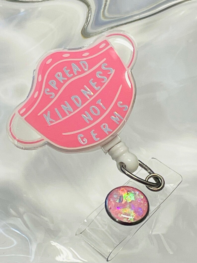 Pink Medical Mask Badge Reel Spread Kindness