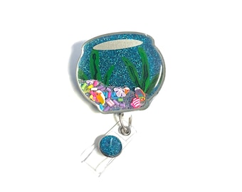 Fishbowl Dry Shaker Badge Reel: Retractable Alligator Clip, 2"