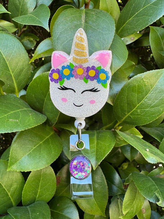 Unicorn Badge Reel: Retractable Swivel Alligator Clip