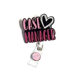 Case Manager Badge Reel, Retractable Swivel Alligator Clip, Nurse, Cute Badge Reel