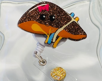 Liver Badge Reel: Retractable Alligator Clip, Pink Bow