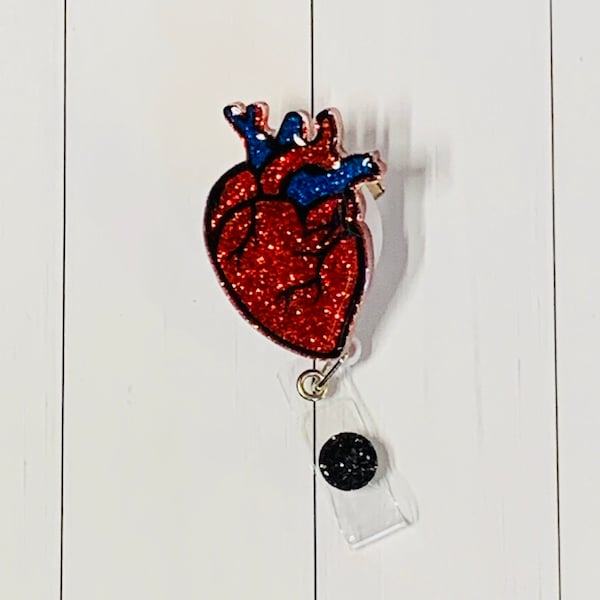 Anatomical Heart Badge Reel, Retractable Swivel Alligator Clip, Nurse Badge Reel, Cute Badge Reel, Medical Badge Reel