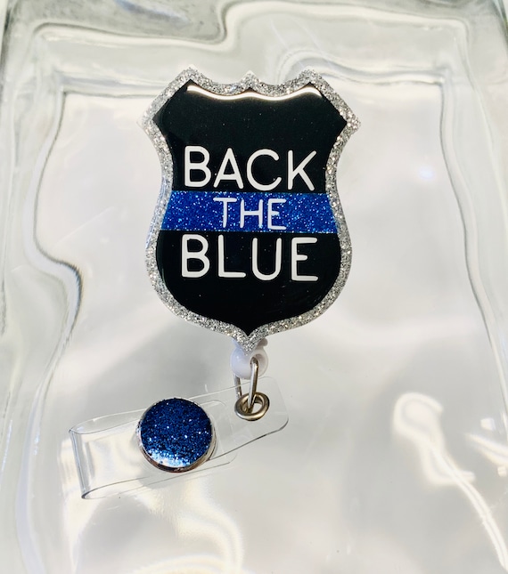 Back the Blue Police Badge Reel, Retractable Swivel Alligator Clip, Cute  Badge Reel