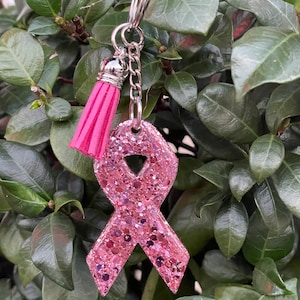 Pink Awareness Ribbon Keychain