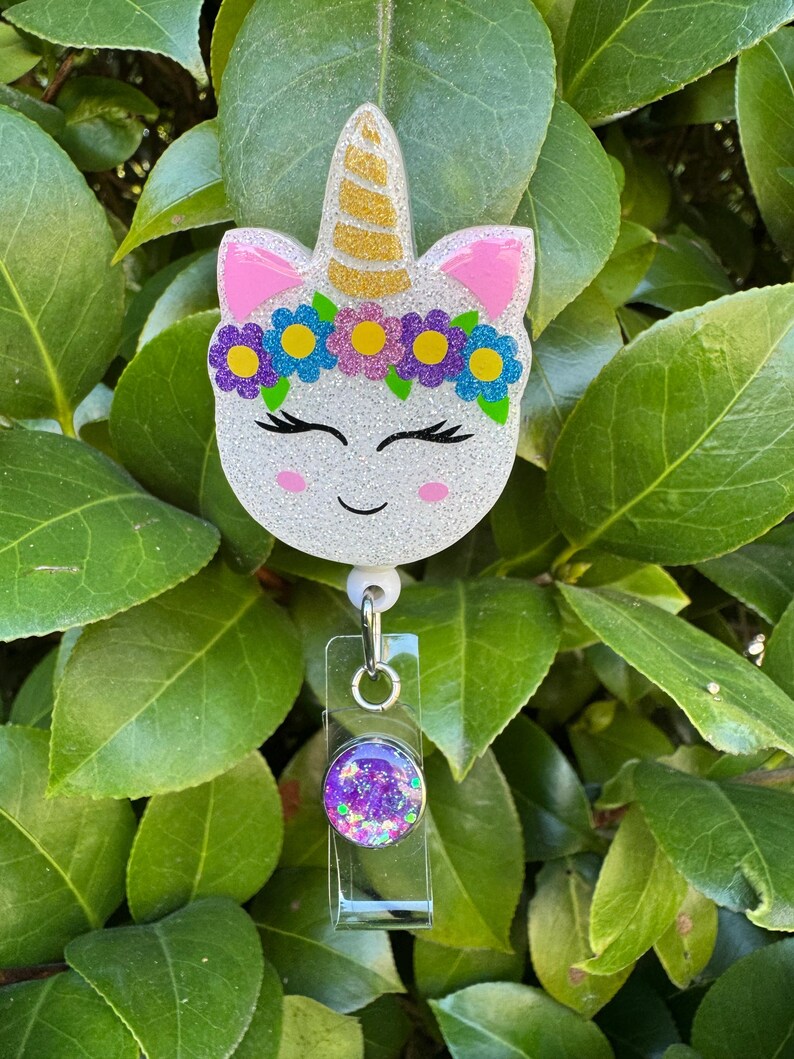 Unicorn Badge Reel: Retractable Swivel Alligator Clip image 4