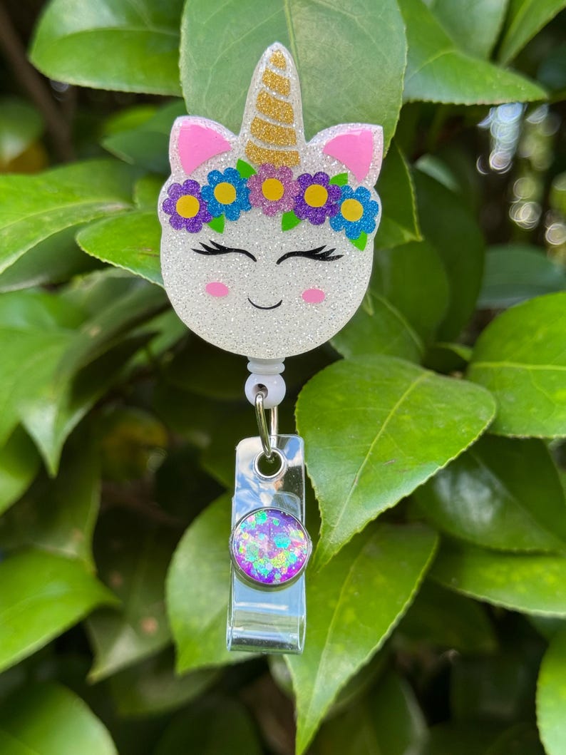 Unicorn Badge Reel: Retractable Swivel Alligator Clip image 5