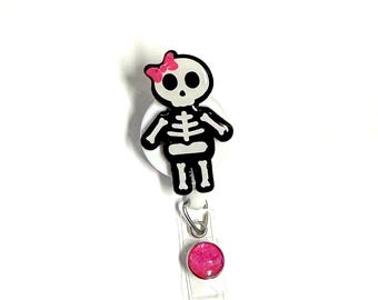 X-RAY Girl Badge Reel, Retractable Swivel Alligator Clip, Radiology, Nurse, Lab, Tech, Assistant