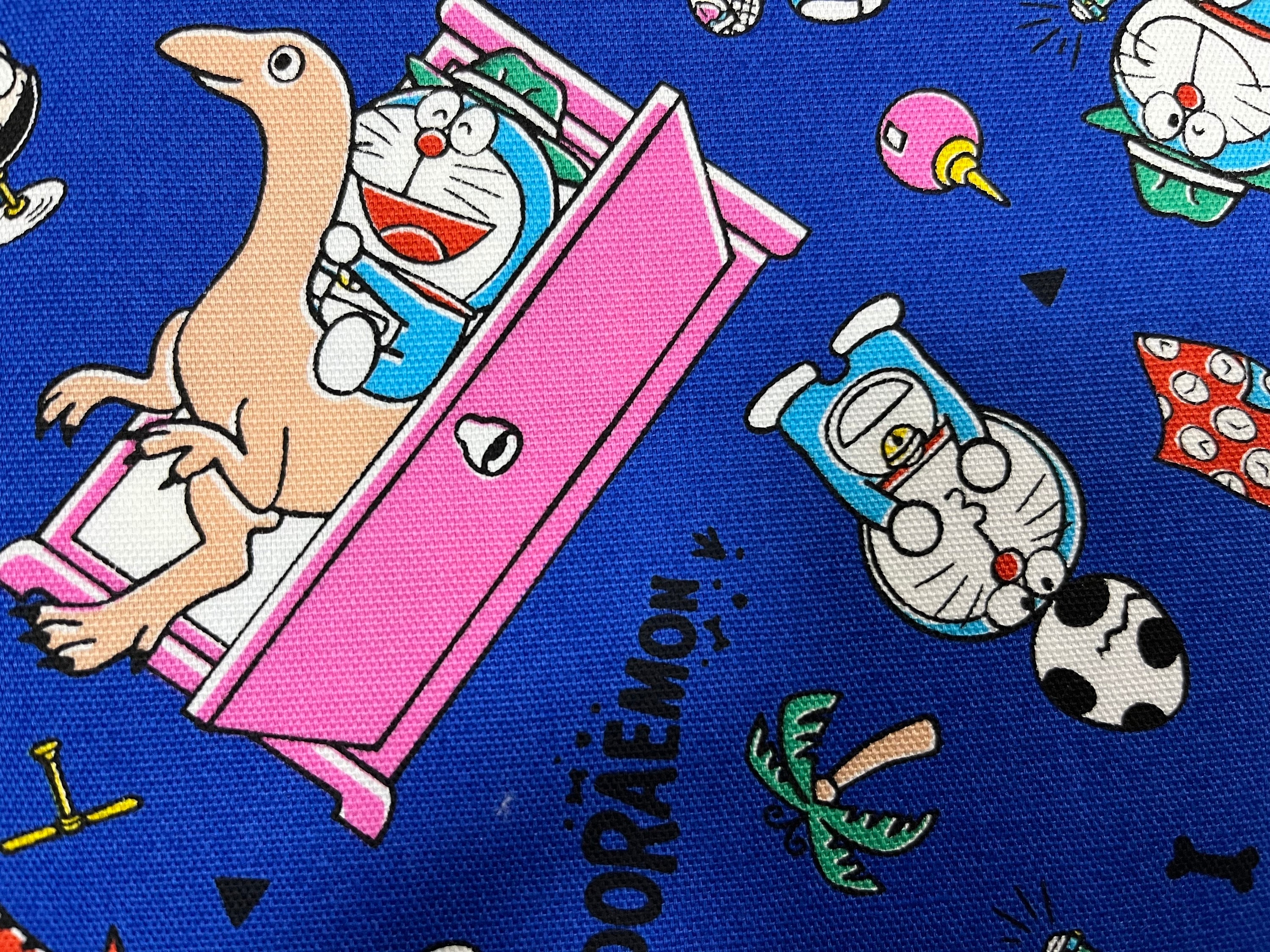 106cm x 100cm | Doraemon | Japanese Fabric Clothes | Crafting | Sewing | Vintage Large Fabric | Anime | Manga | Made in Japan