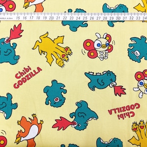 110cm x100cm | Made in Japan | Godzilla | Super Hero | Anime | Dino | Dinosaur | Japanese Fabric Clothes | Crafting | Sewing | Vintage