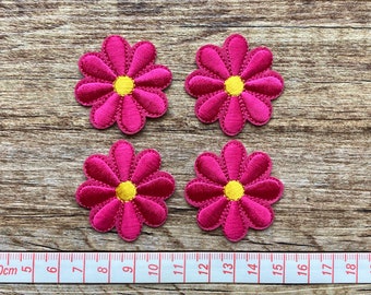 Embroidered Iron-on Patch | Appliqué | A set of 4 patches | Pink Flowers | Patch   |  Embroidery | #29