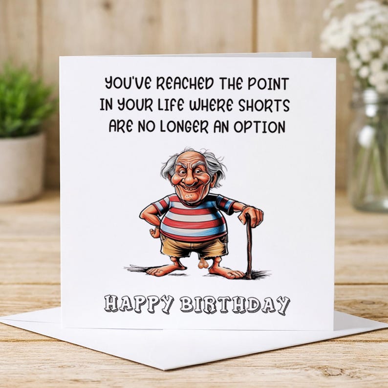 Funny Birthday Card for Him, Shorts No Longer an Option, Rude Humour ...