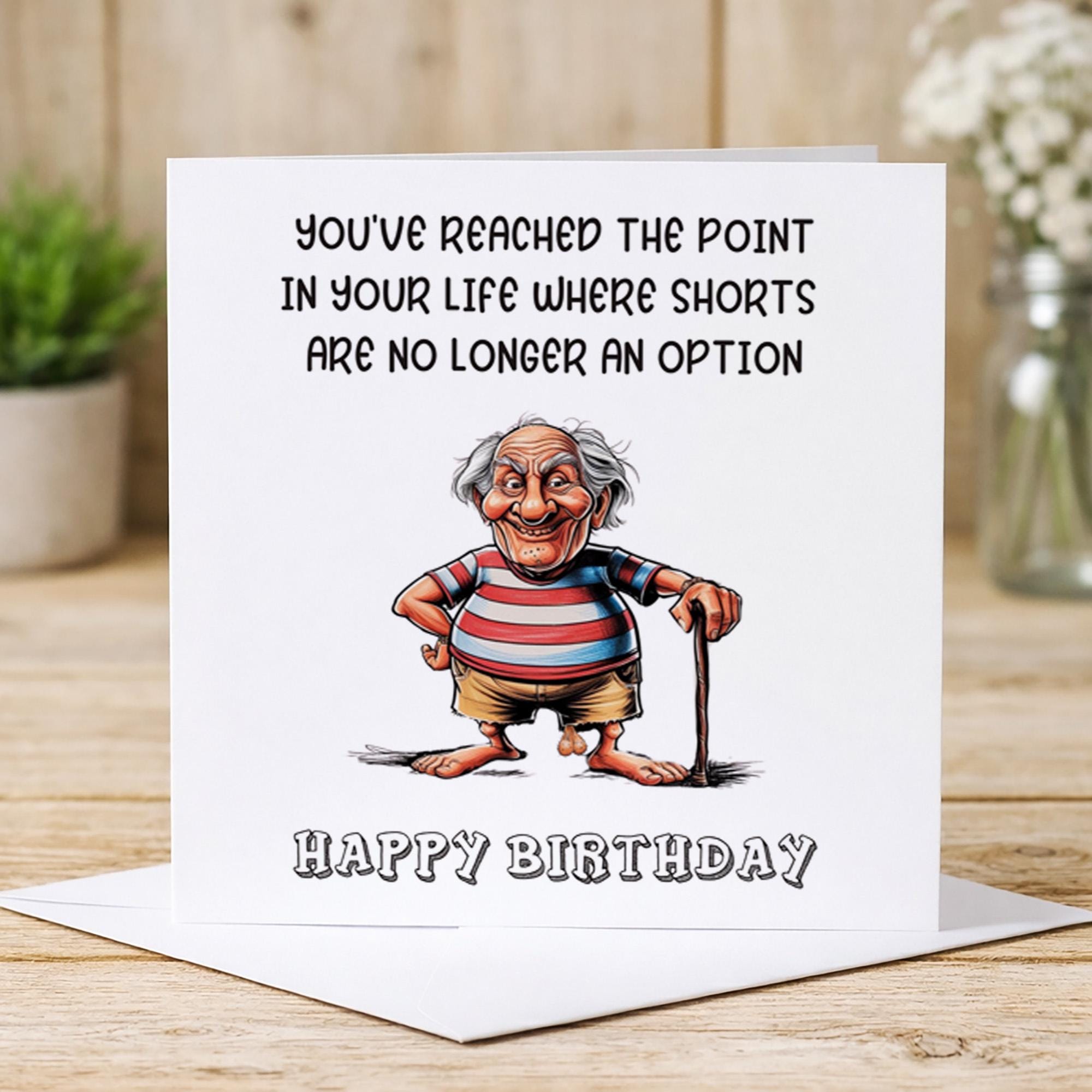 Funny Birthday Card for Him, Shorts No Longer an Option, Rude Humour ...