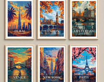 City Travel Poster, Personalised Travel Print, Paris London New York Tokyo Kyoto Iceland Santorini Amalfi, Wanderlust Gift, Any City World