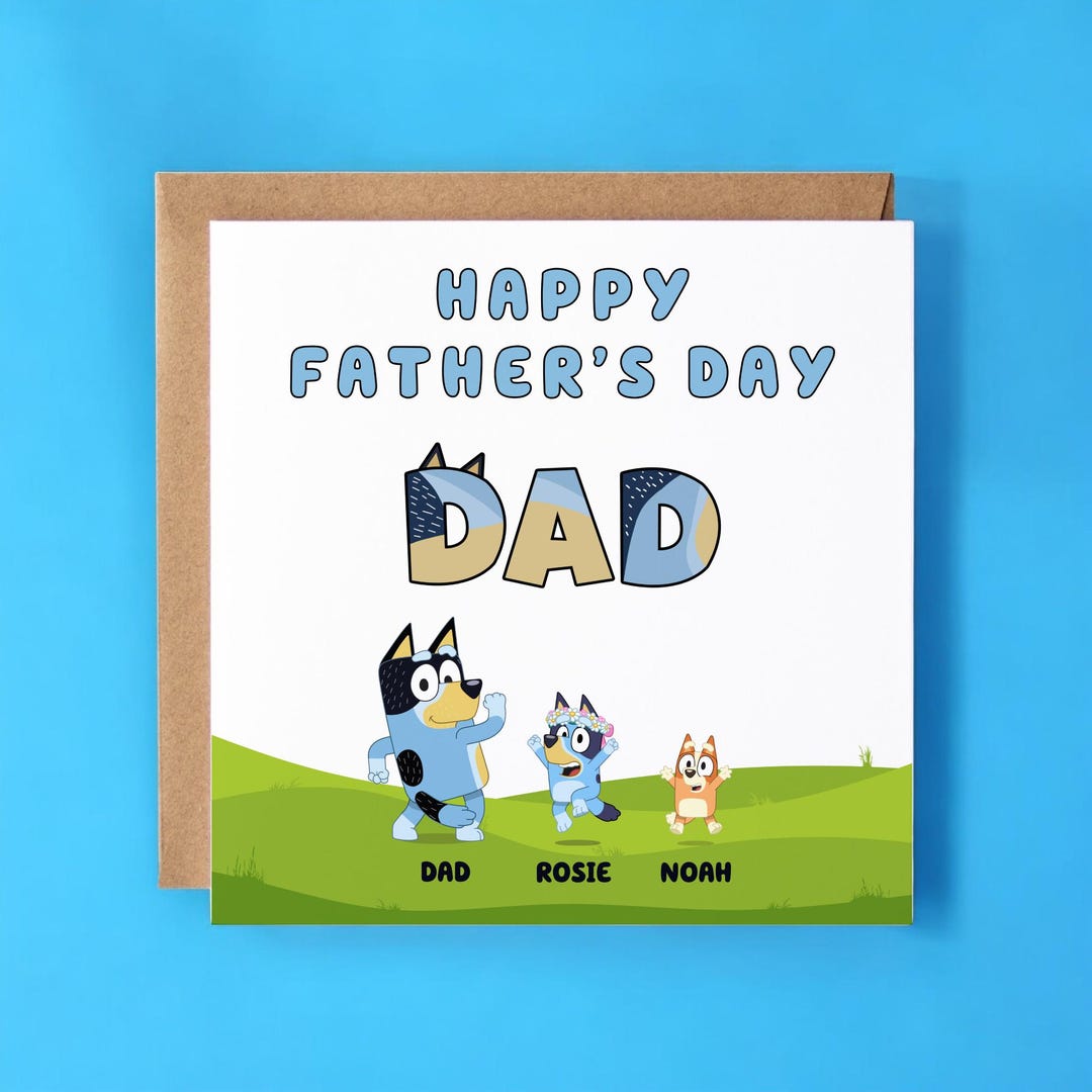 Personalised Bluey Father's Day Card - Custom Bluey Card for Dad ...