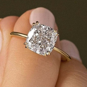 Moissanite Engagement Ring, Cushion Cut Moissanite Ring, 1.88 CT White Colorless Cushion Cut Moissanite Engagement Rig, Handmade Jewelry.
