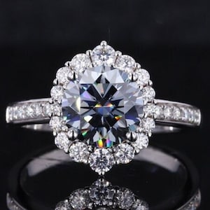 Grey Moissanite Ring, Gray Moissanite Ring, Grey Moissanite Engagement Ring, Moissanite Vintage Wedding Ring, Moissanite Anniversary Ring.
