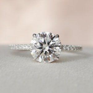 2Ct round moissanite hidden halo ring,Halo round Moissanite Ring,Engagement Ring,wedding ring,hidden halo diamond band ring,hidden halo ring