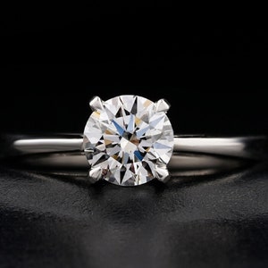 Moissanite Solitaire Ring, Moissanite Unique Engagement Ring, Round Cut 1.00 CT White Colorless Moissanite Wedding Ring, Anniversary Gifts.