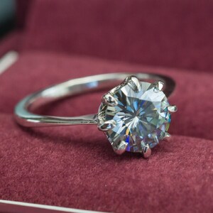 Grey Moissanite Ring, Gray Moissanite Ring, Moissanite Unique Engagement Ring, Round Cut 7.5 MM Grey Moissanite Wedding Ring, Christmas Gift