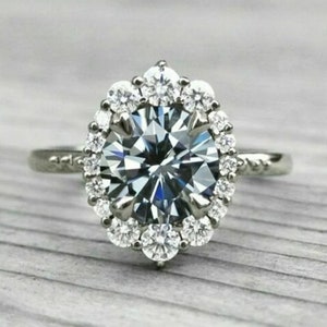 1.70 CT Round Cut Grey Gray Moissanite Engagement Ring Moissanite Vintage Wedding Ring Moissanite Unique Engagement Ring, Christmas Day Gift