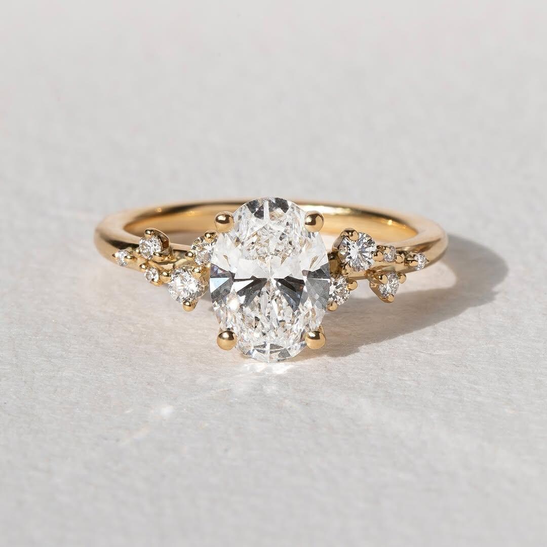 2.0 Carat Oval Cut Lab Grown Diamond Engagement Ring, 14k Yellow Gold ...